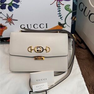 Gucci Zumi White Leather Shoulder Bag